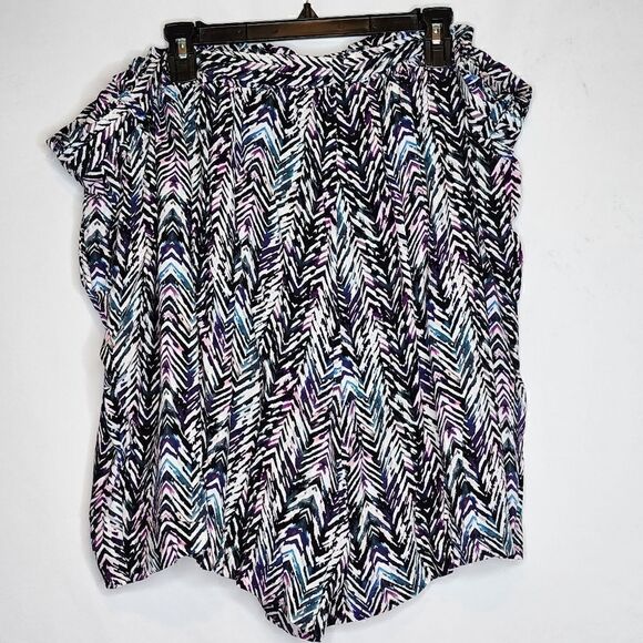 4X 26W Torrid Black Chevron Pull On Short Paperbag Waist Tie Belt Pocket 5in ins - Picture 3 of 9